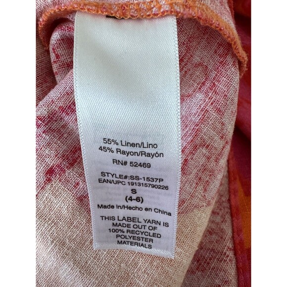 Scoop Women's Button Down Shirt Long Sleeve Linen Blend Size S Red Orange EUC - Picture 5 of 6